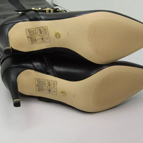 NEW WHITE HOUSE BLACK MARKET  Tall Double Buckle Boot Pointed Toe Black Size 8 - Picture 8 of 10